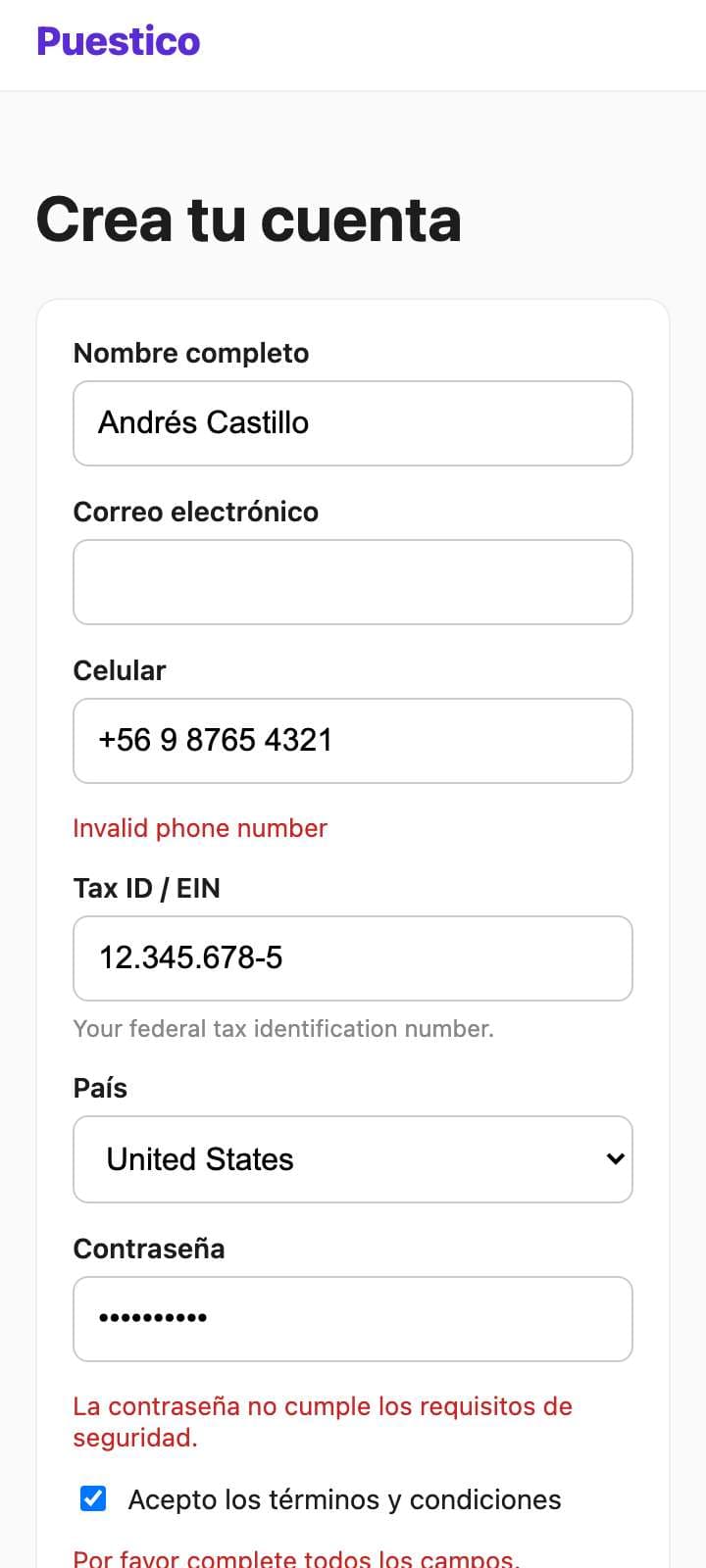 Pantalla de Andrés Castillo en el paso 9 (/registro.html).