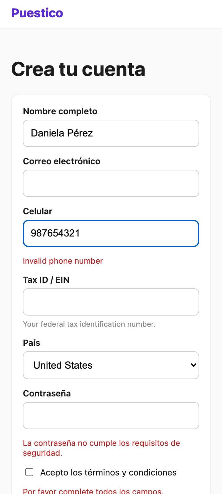 Pantalla de Daniela Pérez en el paso 7 (/registro.html).