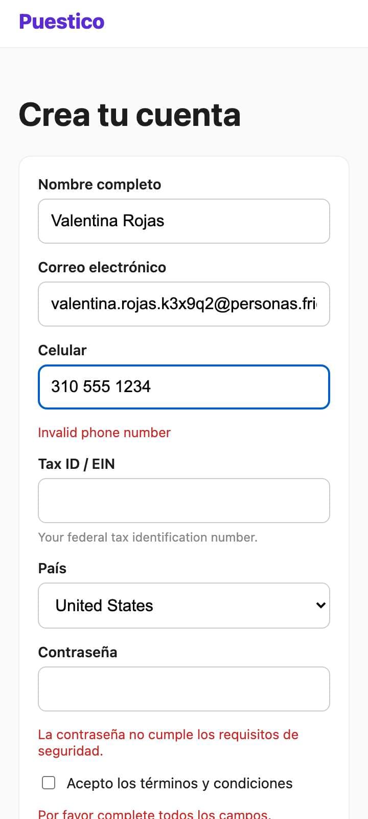 Pantalla de Valentina Rojas en el paso 8 (/registro.html).